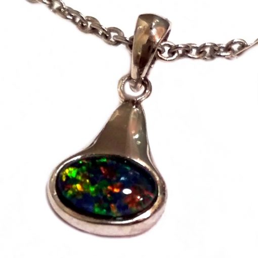 Black Opal pendant Sterling Silver Lightning Ridge Australia