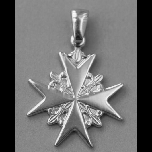 Maltese Cross pendant Order of St John Sterling Silver. Made in Malta