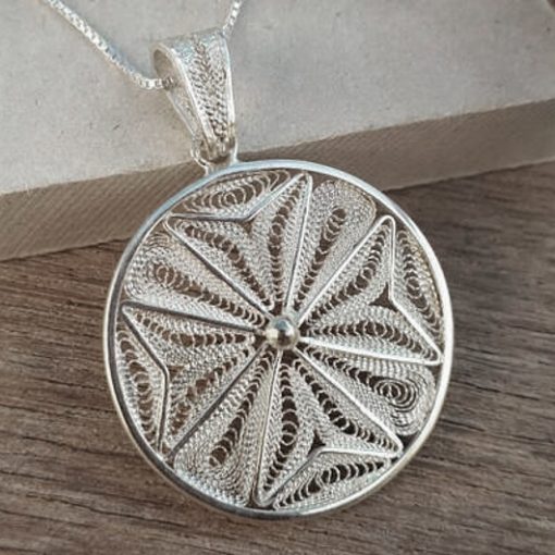 Maltese Cross filigree pendant Sterling Silver 2.4cm