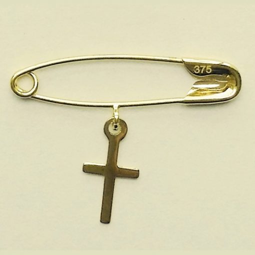 9ct Gold baby pin brooch Cross Christening