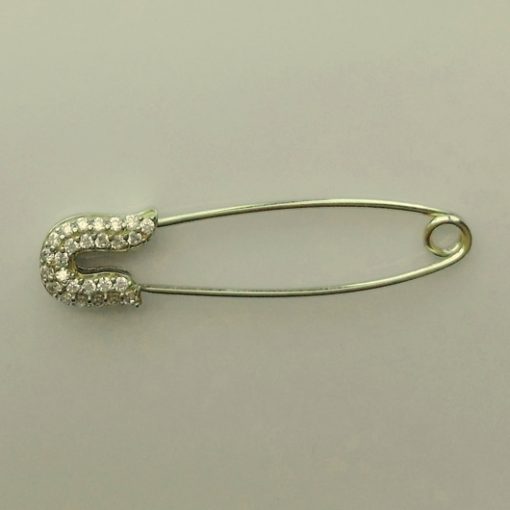 9ct Gold baby pin brooch sparkling stones