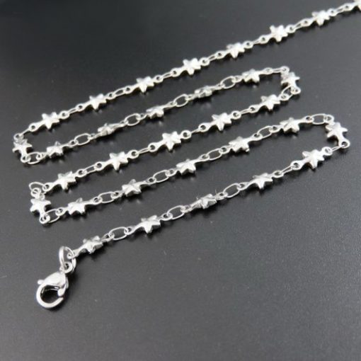 Star chain silver tone stainless steel