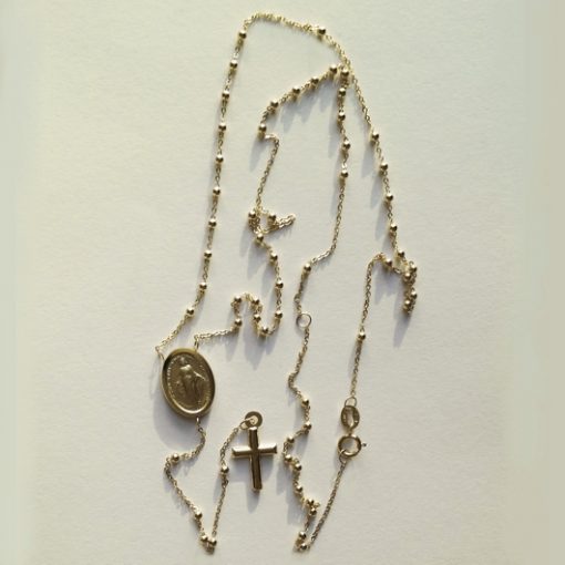 9ct Gold rosary beads necklace Italy large Medallion