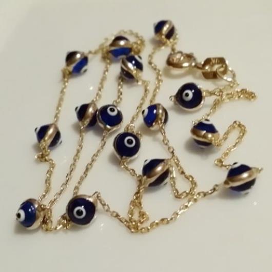 9ct gold evil eye lucky chain necklace