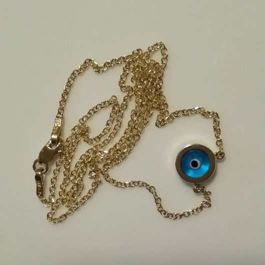 9ct Gold Mini Evil Eye Necklace | Posh Totty Designs