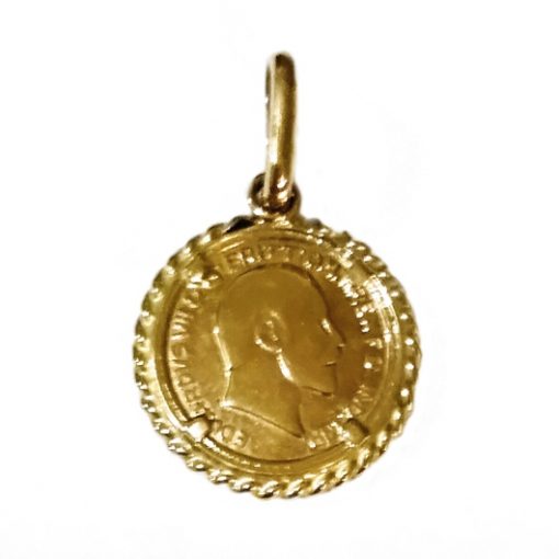 9ct Gold pendant 1906 St George Sovereign coin image