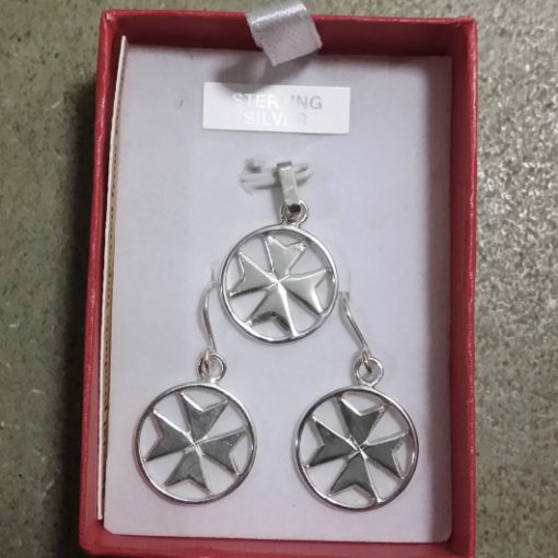 maltese cross earrings sterling silver handmade with pendant