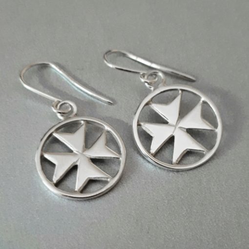 Maltese Cross earrings Sterling Silver handmade