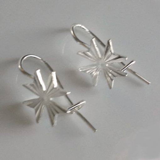 Maltese Cross earrings Sterling Silver hook diamond cut 10mm