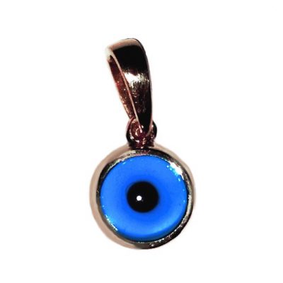 9ct rose Gold Evil Eye pendant charm bezel 7mm