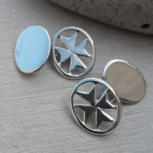 Maltese Cross cuff links Sterling Silver handmade