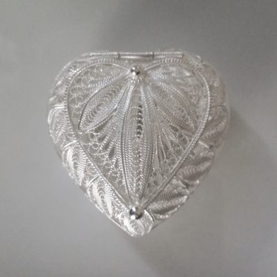 Sterling Silver filigree keepsake box Heart