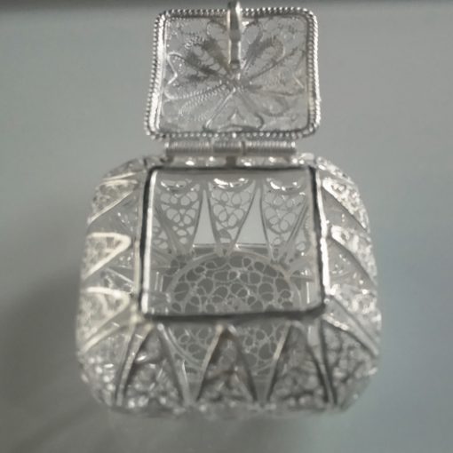 Sterling Silver filigree trinket box Maltese Cross square side