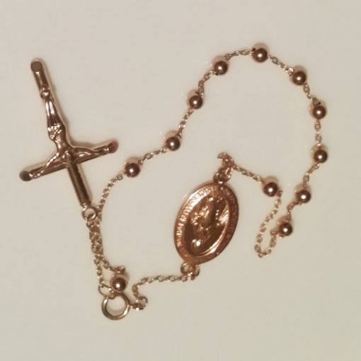 9ct rose Gold Rosary bracelet 3mm beads