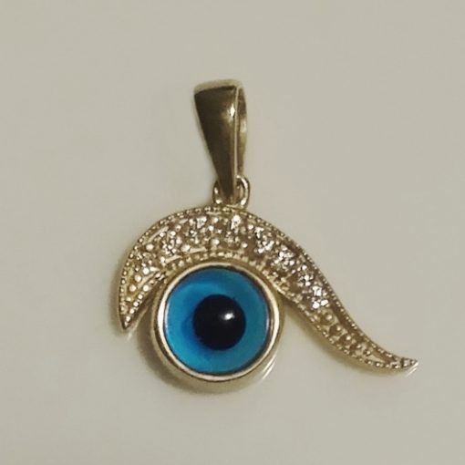 9ct yellow Gold lucky evil eye pendant Swirl