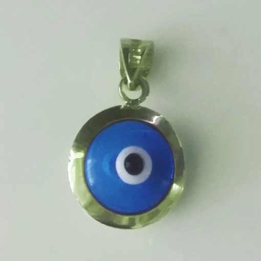 9ct Gold Evil Eye 3D pendant transparent 10mm