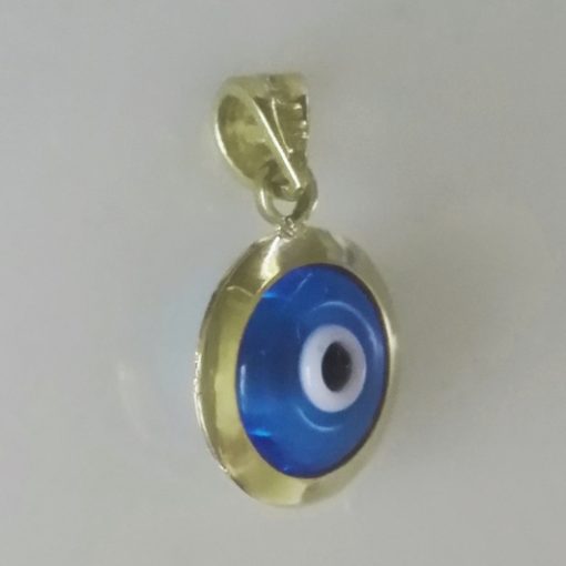 9ct Gold Evil Eye 3D pendant transparent 10mm