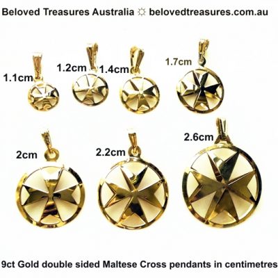 9ct Gold Maltese Cross double sided pendants