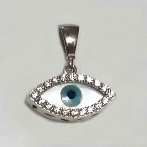 9ct white Gold evil eye protection pendant Mother of Pearl