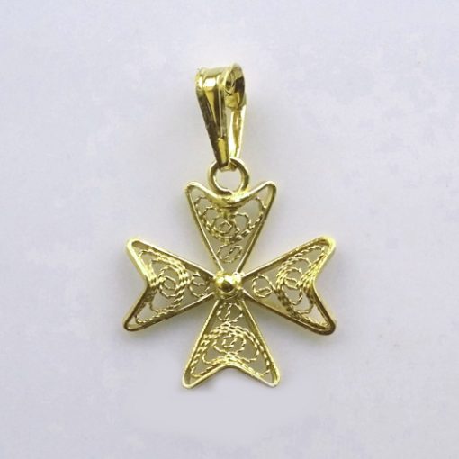 9ct Gold filigree Maltese Cross pendant 1.6cm