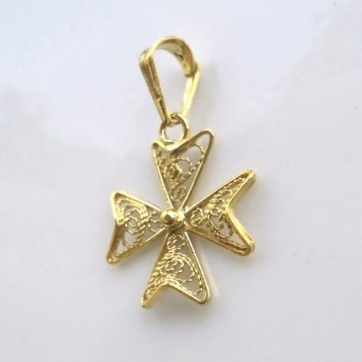 9ct Gold filigree Maltese Cross pendant 1.6cm