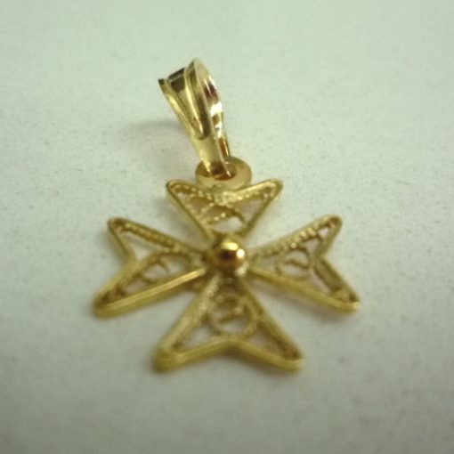 9ct Gold filigree Maltese Cross pendant charm 1.2cm