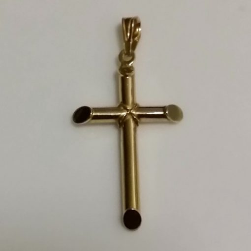 9ct Gold Cross pendant slanted edges