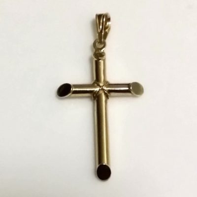 9ct Gold Cross pendant slanted edges