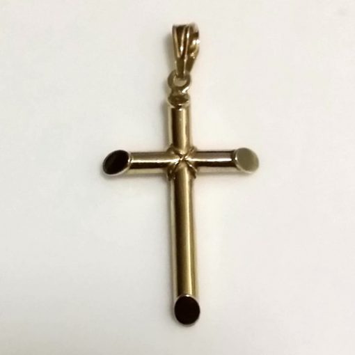 9ct Gold Cross pendant slanted edges