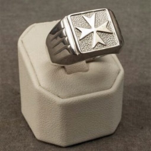 Maltese Cross ring Sterling Silver square Stripes