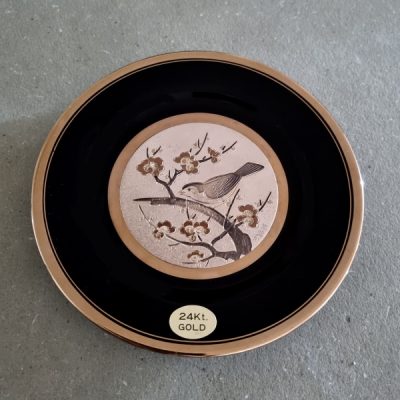 Chokin plate Bird 24Kt gold trim