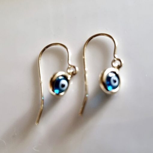 9ct Gold evil Eye drop hook earrings