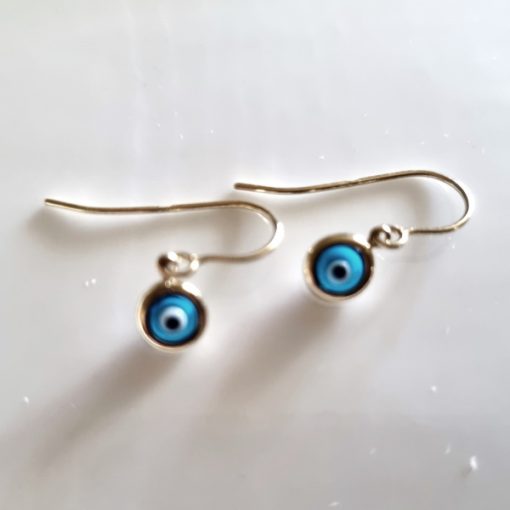 9ct Gold evil Eye drop hook earrings